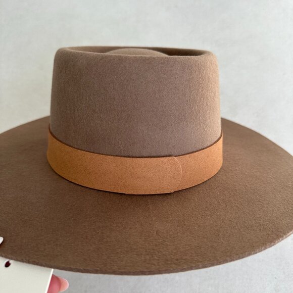 NWT Lack Of Color The Mirage Boater Hat In Brown Wide Brim Suede Band - Picture 7 of 14